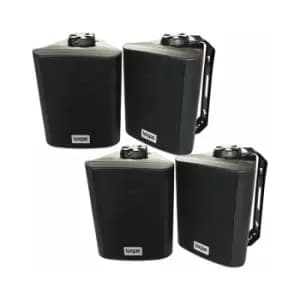 Image of 2x Pair 4" Outdoor Rated Black Stereo Wall Speakers 70W 8 Ohm IP55 Weatherproof