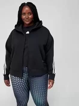Image of adidas Sportswear Future Icons 3 Stripe Full Zip Hoodie - Plus Size - Black, Size 2X, Women