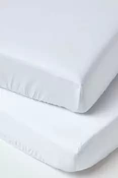 Image of Organic Cotton Fitted Cot Sheets 400 Thread Count, 2 Pack
