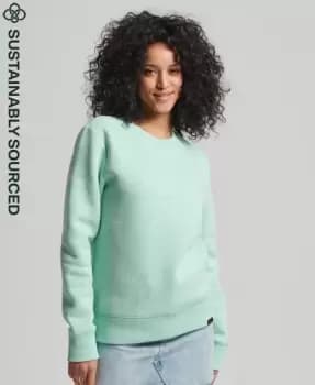 Image of Superdry Womens Organic Cotton Vintage Crew Sweatshirt Green / Minted Marl - Size: 8