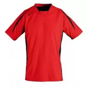 Image of SOLS Childrens/Kids Maracana 2 Short Sleeve Football T-Shirt (10 Years) (Red/Black)