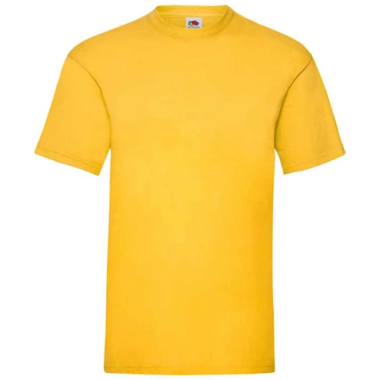 Image of Fruit Of The Loom Fruit of the Loom Men Valueweight T-Shirt in Bright Yellow Size: Small Bright Yellow S Male 5063527627629