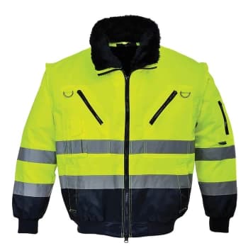 Image of Portwest Hi Vis 3 in 1 Pilot Jacket Yellow / Navy 3XL
