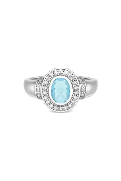 Image of Rhodium Plated And Aqua Ring