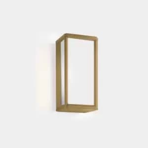 Image of Skat Outdoor LED Mini Box Wall Lantern Gold, White IP65 9W 2700K