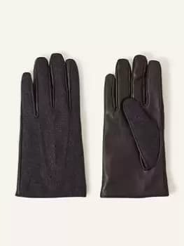 Image of Accessorize Wool And Leather Glove, Grey, Size M/L, Women