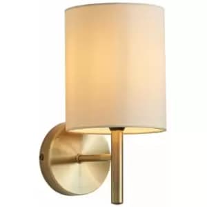 Image of Dimmable LED Wall Light Antique Brass & Cream Shade Modern Lounge Lamp Lighting