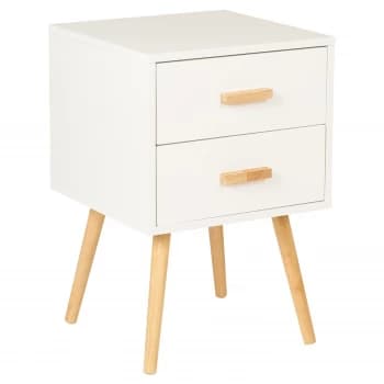 Image of Hartleys 2 Drawer White Retro Bedside Table with Handles