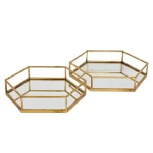 Image of Gold Hexagon Set Of Two Trays
