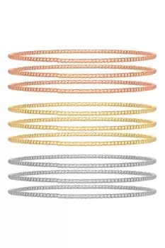 Image of Tri Tone Diamond Cut Bangle Bracelets - Pack of 6