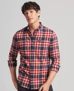 Image of Superdry Mens Organic Cotton Vintage Lumberjack Shirt Red / Cedar Check Red Chilli - Size: L