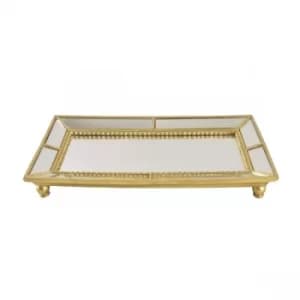 Image of Ornate Mirrored Gold Trinket Tray 31cm