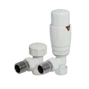 Image of Heating Style Round Angled TRV and LS Radiator Valves - White