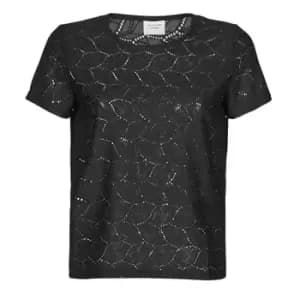 Image of JDY JDYTAG S/S LACE TOP JRS RPT2 NOOS womens Blouse in Black - Sizes M,L,XS