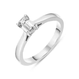Image of Platinum Diamond Emerald Cut Solitaire Ring