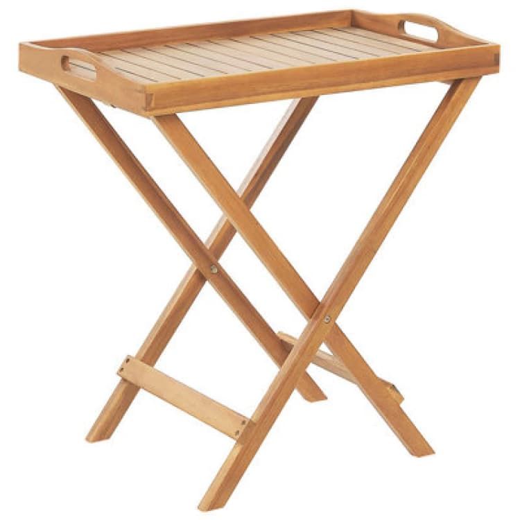 Image of Beliani Garden Side Table Java Acacia Wood Light Brown Folding