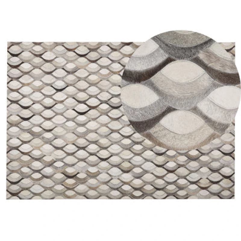 Image of Beliani Rug Kirca Beige 140 X 200 Cm Leather