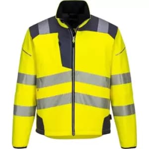 Image of Portwest PW3 Hi Vis Soft Shell Winter Rain Jacket Yellow / Grey L