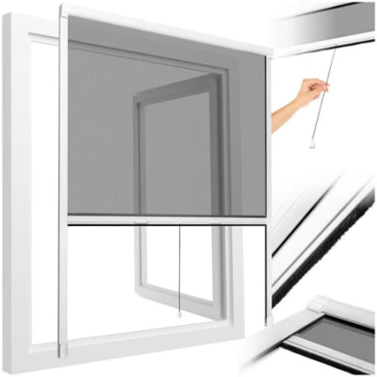 Image of Tectake Fly Screen Roller Blind 110 X 160 Cm - White