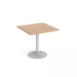 Image of Genoa square dining table with silver trumpet base 800mm - beech