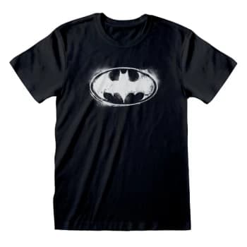 Image of DC Batman - BW Distressed Logo Unisex Large T-Shirt - Black