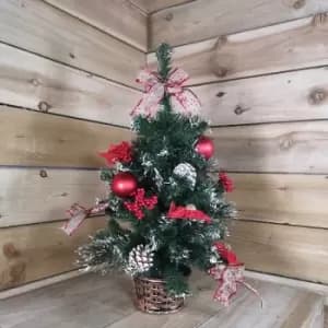 Image of Premier Christmas Indoor 60cm Dressed PVC Tree In Pot With Red Tree Decorations