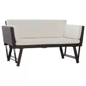 Image of Outsunny Convertible Rattan Chaise Lounge Sofa Bed Wicker Loveseat