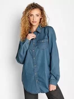 Image of Long Tall Sally Denim Western Shirt, Blue, Size 22-24, Women