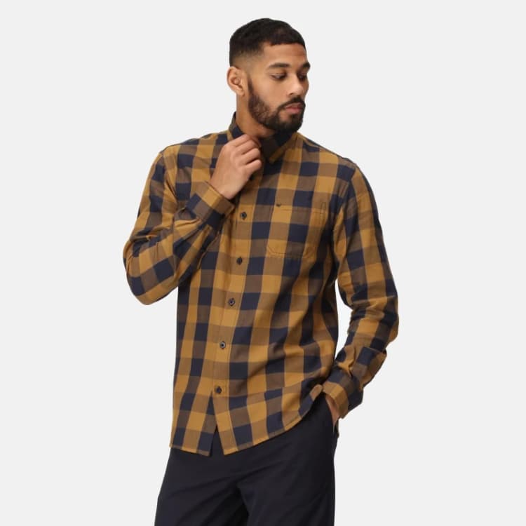 Image of Regatta Lance Checked Shirt - Navy/Umber Bold Check Navy/Umber Bold Check M