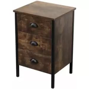 Image of Retro Industrial Style Bedroom Night Stand,Bedside Table for Bedroom,Burning Wood Colour,40x35x61cm(WxDxH) - Vintage color - Hmd Furniture