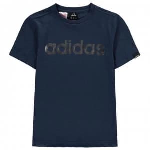 Image of adidas Linear Foil T Shirt Junior Boys - Navy/Silver