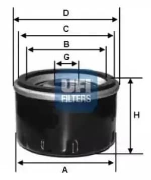Image of 2311500 UFI Oil Filter Oil Spin-On
