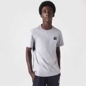 Image of Mens Lacoste Regular Fit Cotton Jersey T-Shirt Size 3 - S Grey Chine