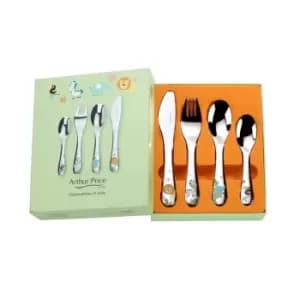 Image of Arthur Price 'Jungle' 4 piece childrens gift boxed cutlery set stainless steel - Metallics