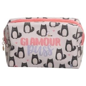 Image of Glamour Puss Cat Design Handy PVC Make Up Toilet Wash Bag