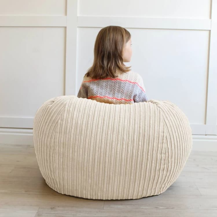 Image of rucomfy Beanbags rucomfy Kids Slouchbag Bean Bag - Jumbo Cord - Ivory, White 012-MSLB-IVY