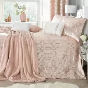 Image of Home Claudette Velvet Foil Print Duvet Cover Set, Blush, Super King - By Caprice