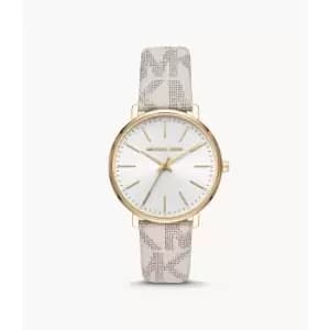 Image of Michael Kors Womens Pyper Three-Hand Pvc Strap - White