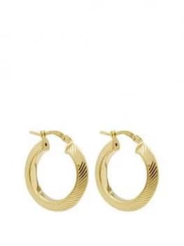 Image of Simply Silver Sterling Silver 925 12Ct Yellow Gold Diamond Triangular Cut Detail Hoops
