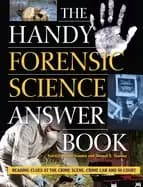 Image of handy forensic science answer book reading clues at the crime scene crime l