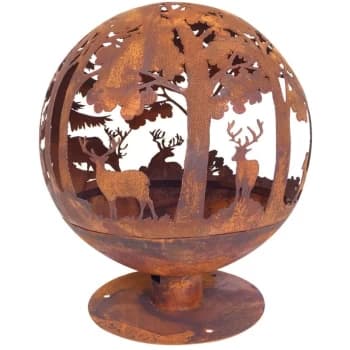 Image of Esschert Design - Fire Pit Laser Cut 57.5x57.5x66cm Rust FF261 - Brown