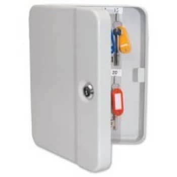 Image of Original Key Cabinet Steel Grey with Lock and Wall Fixings 20 Numbered Hooks