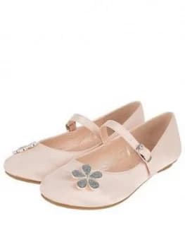 Image of Monsoon Girls Divina Pink Pearl Flower Ballerina - Pale Pink, Size 8 Younger