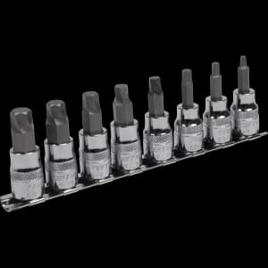 Image of Sealey 8 Piece 3/8" Drive Lock On Hexagon Socket Bit Set Metric 3/8"