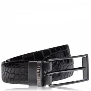 Image of Ted Baker Sandrer Reversible Croc Leather Belt - BLACK