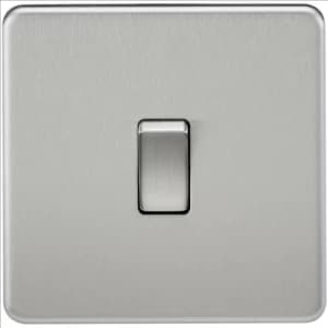 Image of KnightsBridge 10A 1G 2 Way 230V Screwless Brushed Chrome Electric Wall Plate Switch
