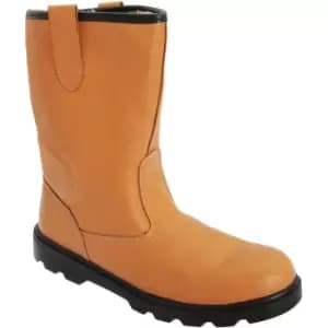 Image of Grafters Mens Leather Safety Rigger Padded Ankle Toe Cap Boots (5.5 UK) (Tan) - Tan