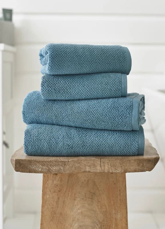 Image of Deyongs Deyongs Romeo Luxury Textured Quik Dri 100% Cotton Towels in Mid Blue Size: Hand Towel Mid Blue Hand Towel Unisex 5054990129659