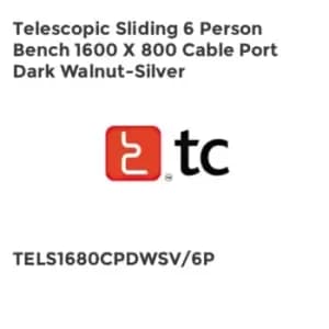 Image of TC Group Telescopic Sliding 6 Person Bench 1600 x 800 Cable Port Dark Walnut-Sil