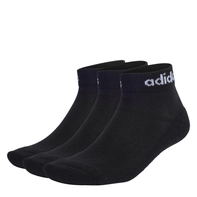 Image of adidas Linear Ankle Cushioned Socks 3 Pairs Black/White unisex 10 - 11.5k